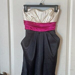 Elegant Pink and Black Strapless Dress